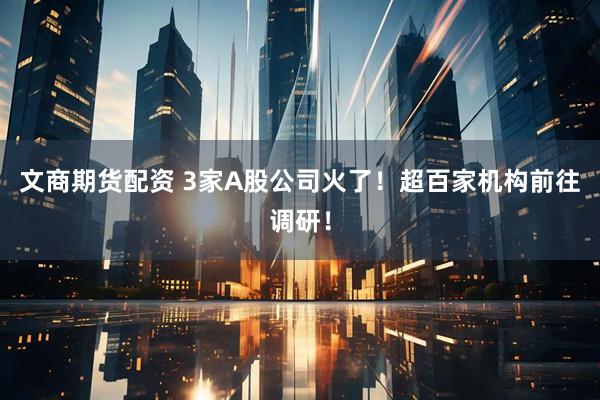 文商期货配资 3家A股公司火了！超百家机构前往调研！
