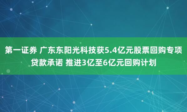 第一证券 广东东阳光科技获5.4亿元股票回购专项贷款承诺 推进3亿至6亿元回购计划